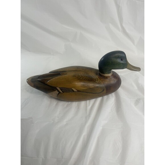 TOM TABER SIGNED NAT'S POND MALLARD DECORATIVE BIRD WATERFOWL WOOD CARVED DECOY - Picture 1 of 12